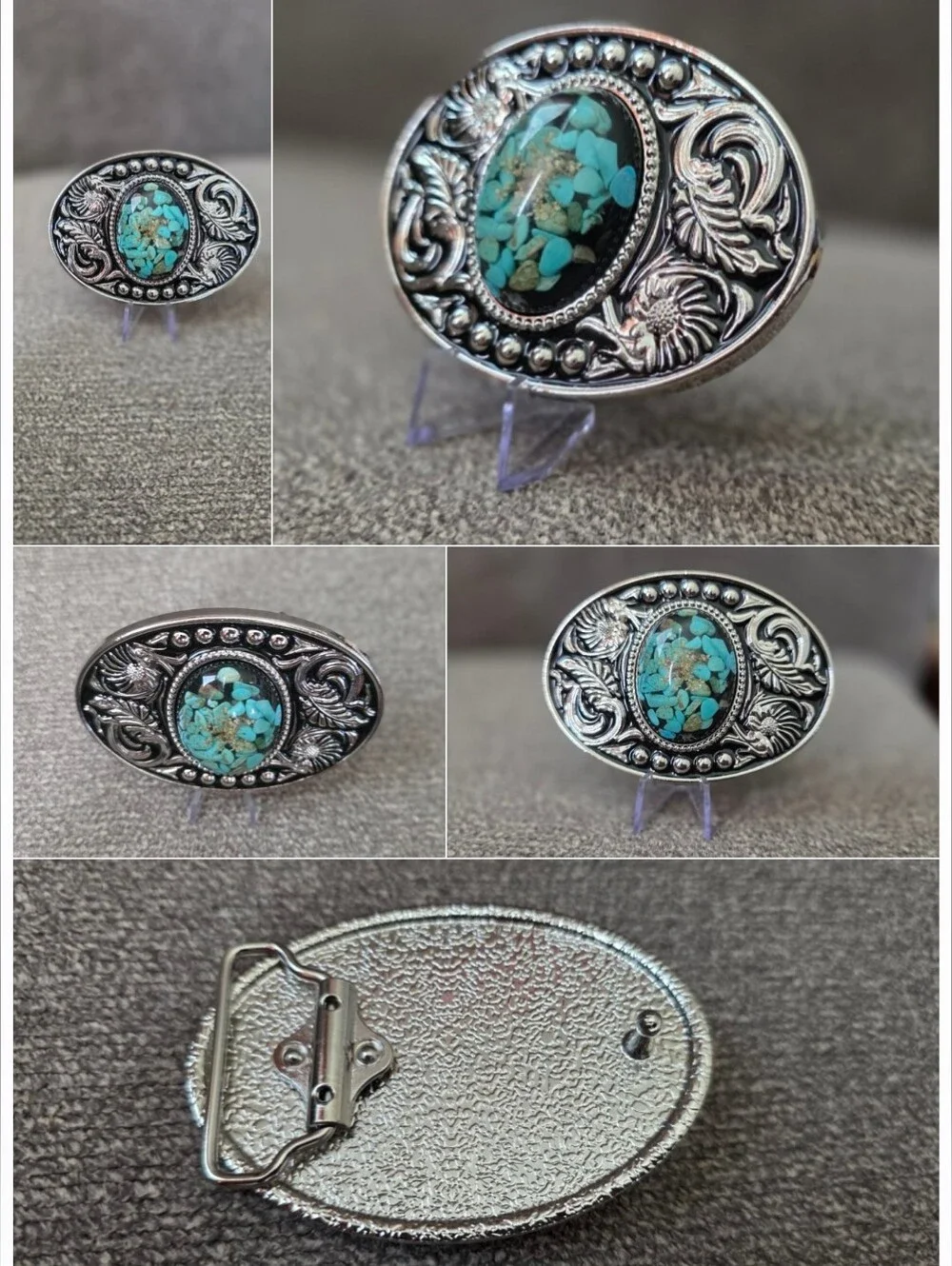 New beautiful Silver Oval Turquoise Color Stone Belt Buckle
